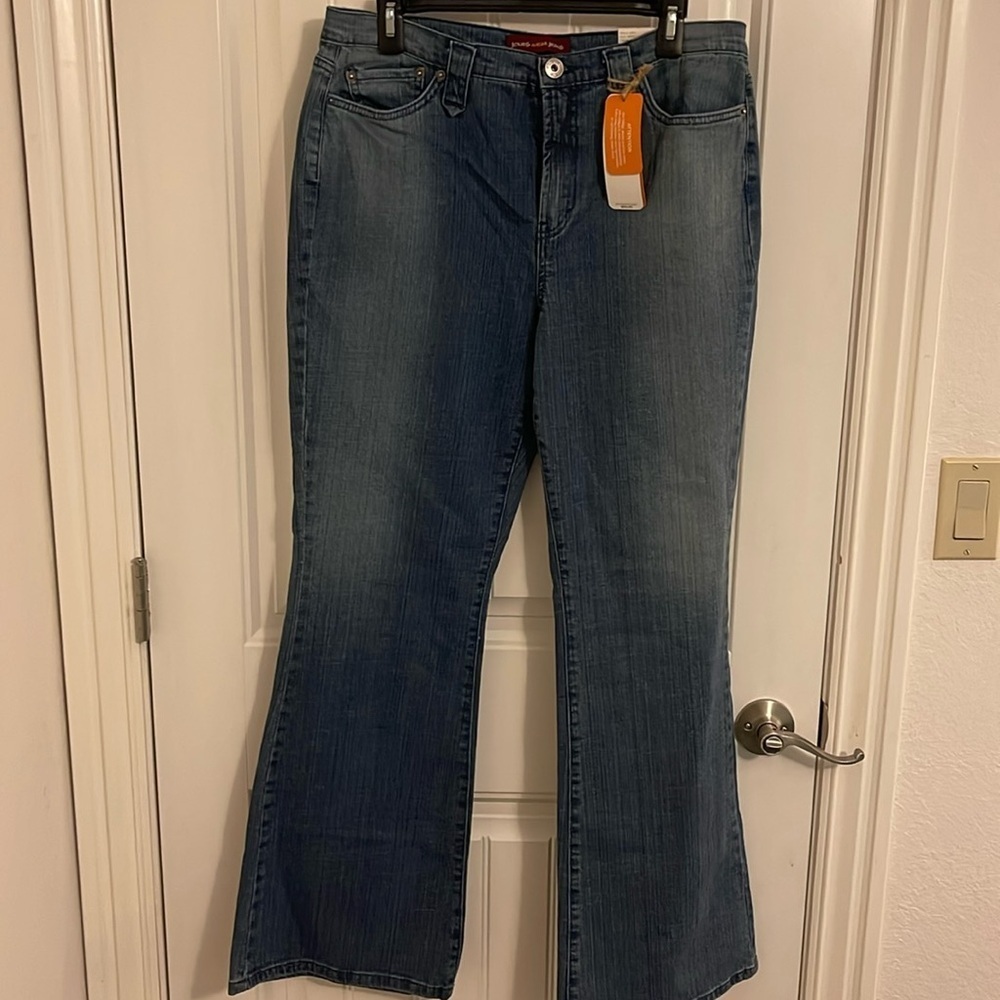 Jones Wear Jeans women’s 14 sequin Studded pocket‎ High Rise Waist Big Flare Leg
